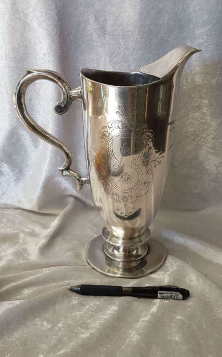 Beautiful Large Elweco EPNS Jug Trophy presented To JHB Mayor 1980- 278x220x115mm