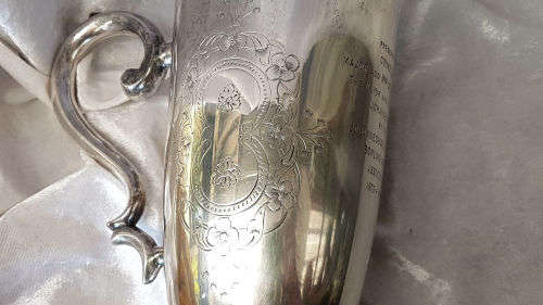 Beautiful Large Elweco EPNS Jug Trophy presented To JHB Mayor 1980- 278x220x115mm