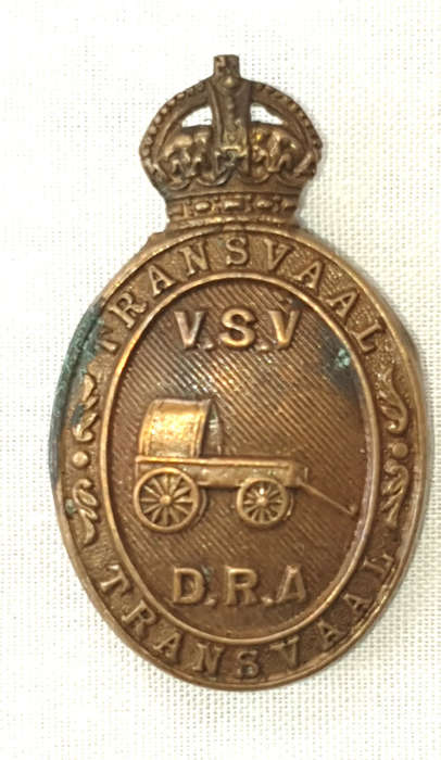 Vintage South Africa Transvaal Defence Rifle Association Cap Badge VSV DRA Badge BRASS