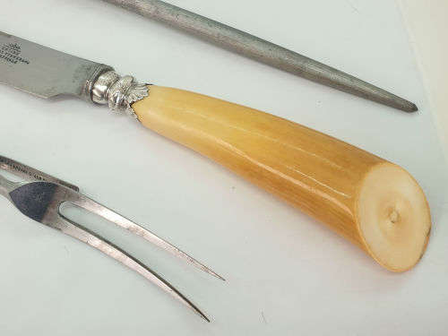 Antique 1904 Encore Thomas Turner & Co Sheffield Carving Set Sterling SILVER Bolster -Boxed
