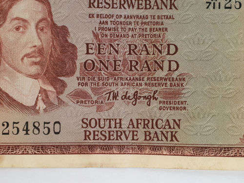 1968-1972 -1 Rand Afrikaans - English- Signature T.W. de Jongh