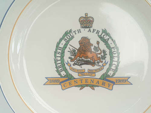 1889 to 1989 British-South Africa Police Centenary Plate- Drosdy Stonecraft 262mm