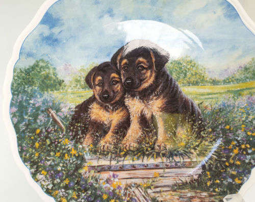 1995 Royal Albert Plate 'Playful Puppies 'Origanal Artwork By David Ward