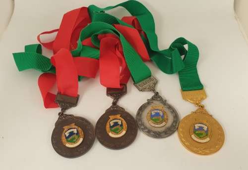 4 x Transvaal Hengel Unie /Angling Union Medals with Ribbons 1983 to 1985- 50mm
