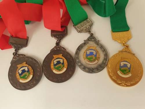 4 x Transvaal Hengel Unie /Angling Union Medals with Ribbons 1983 to 1985- 50mm