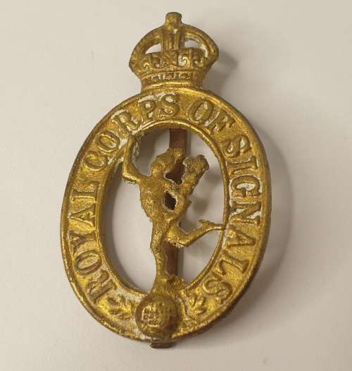 WW2 Royal Corps of Signals RCOS Cap Badge 47x27mm
