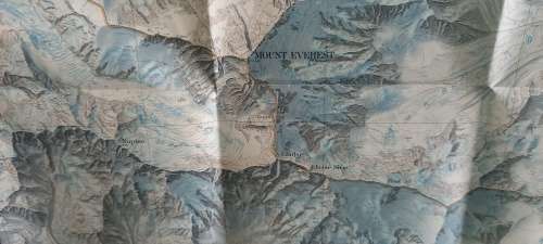 1988 Folded Wall Map of Mount Everest Published By National Geographic 57x91cm