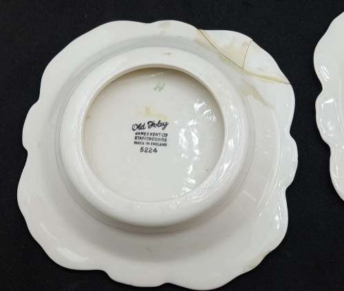 3 Vintage C1950`s OLD FOLEY Porcelain Trays 5224 James Kent Ltd. Staffordshire (1 was repaired)