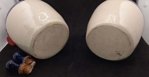 2 Vintage Original Ceramic Ballantine's Scotch Whisky Decanters -Cobalt Blue -