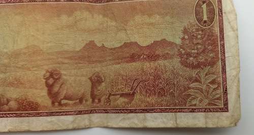 1973 1 Rand -English - Afrikaans - T.W. De jongh-Springbok Watermark