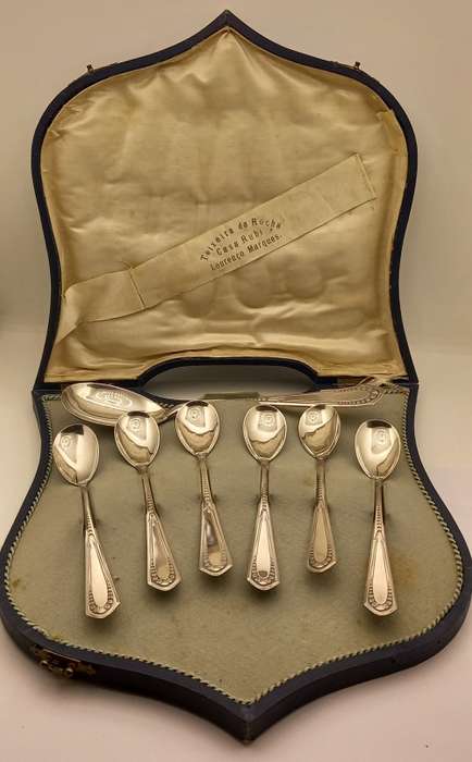 Antique/Vintage WMF 1/0 7 pc spoon set in box-WÜRTTEMBERGISCHE METALLWARENFABRIK (WMF) GERMANY