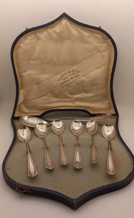 Antique/Vintage WMF 1/0 7 pc spoon set in box-WÜRTTEMBERGISCHE METALLWARENFABRIK (WMF) GERMANY