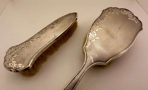 Antique Hallmarked STERLING SILVER Grooming Brush set  by Broadway & Co Birmingham England