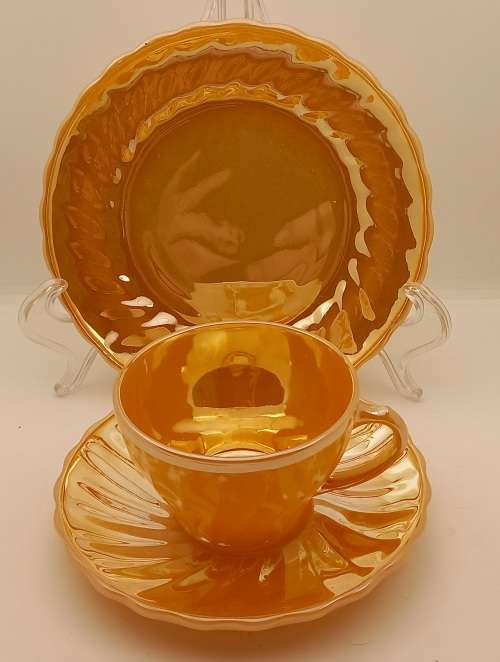 1940 -1950s Vintage Anchor Hocking Fire-King Glass Peach Lusterware Trio-USA-(12available)