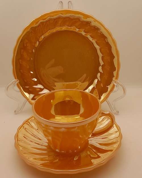 1940 -1950s Vintage Anchor Hocking Fire-King Glass Peach Lusterware Trio-USA-(12available)