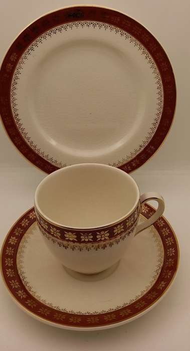 Vintage Crown Ducal A.G.R. England burgundy & gold Trio (2 available)