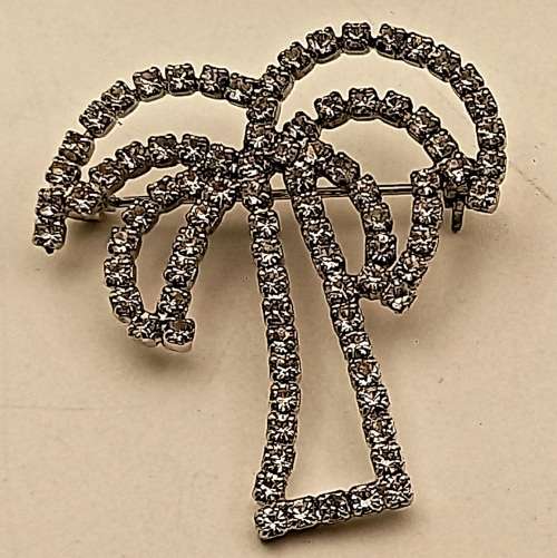 Vintage ASFOUR Diamond Crystal PBo 30% Brooch 38x37mm