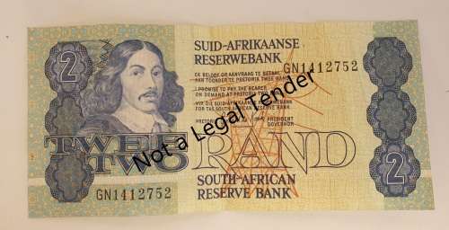 1984 -2 Rand  Uncirculated-Signature de Kock (there is a  few spots on the note )