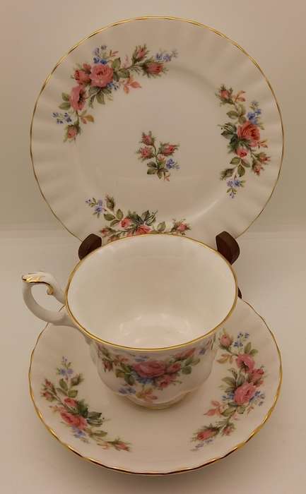 Vintage Royal Albert  "Moss Rose" Tea Trio - Mint Condition - Made in England (6 Available)
