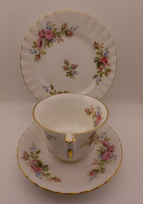 Vintage Royal Albert  "Moss Rose" Tea Trio - Mint Condition - Made in England (6 Available)