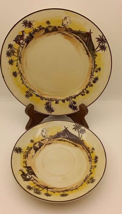 Rare Antique A.J Wilkinson Homeland Series Africa Royal Staffordshire Trio (6 Available)