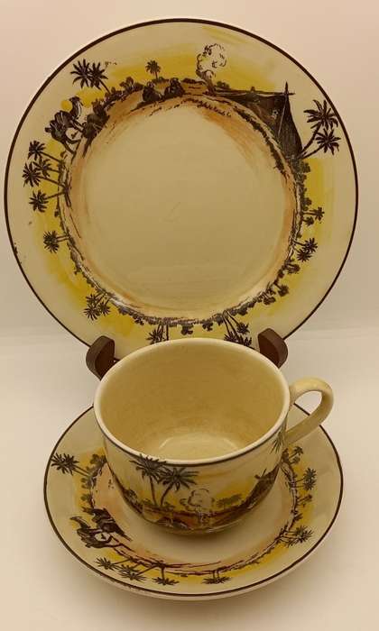 Rare Antique A.J Wilkinson Homeland Series Africa Royal Staffordshire Trio (6 Available)