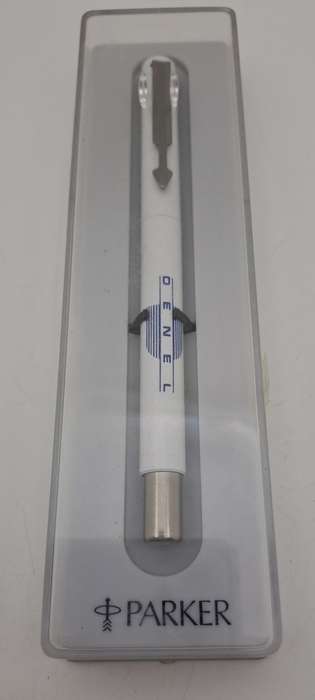 White Parker Rollerball in Case with extra refill - Branded Denel