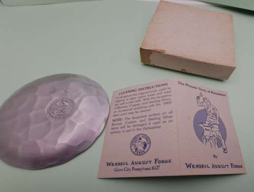One of a Kind Hand Forged Pewter Plate by Wendel August Forge - U.S.A Emblem