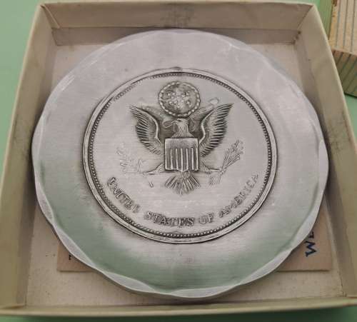 One of a Kind Hand Forged Pewter Plate by Wendel August Forge - U.S.A Emblem