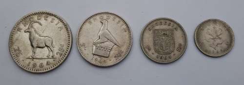 1964 Rhodesia coins 25c(2½ Shillings ),20c( 2 Shillings),10c(1 shilling)and sixpence