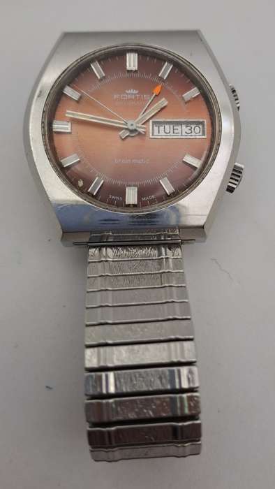Rare Vintage FORTIS Automatic Brain Matic alarm  Mens watch- working