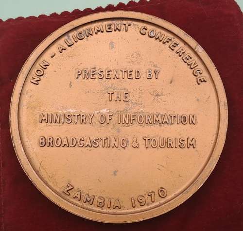 1970 Zambia in the Sun Non-Alignment Conference  LARGE and HEAVY Copper Medal 232gram