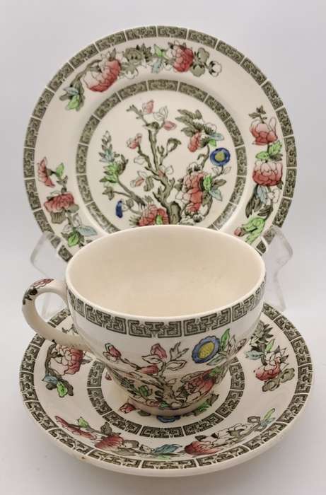 Vintage Johnson Bros `Indian Tree` Tea Trio Hand Engraved IRONSTONE England 12 Available