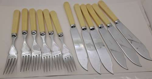 12pc Vintage Chromeplate Sheffield England Fish Cutlery set