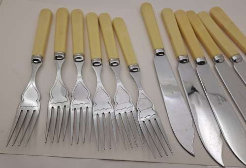 12pc Vintage Chromeplate Sheffield England Fish Cutlery set