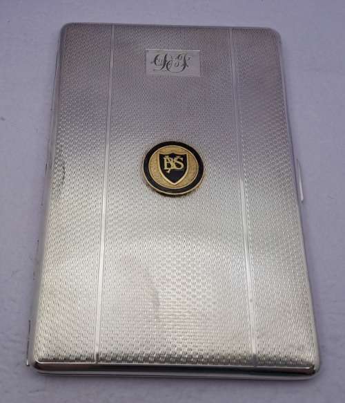 Vintage 1950`s Silver Plated Cigarette Case from Yeoville Boys school -engraved