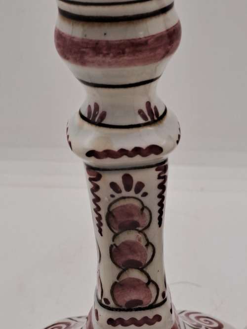 2 Vintage 328 Delfts Rood Porcelain Candle Sticks 142mm -Made in Holland