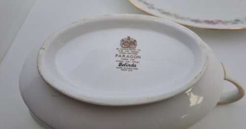 Vintage Paragon BELINDA Stoke-on-Trent Gravy Boat with Saucer-By Appointment to the Queen