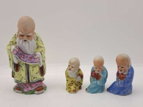 4 Shou Xing Chinese Star God of Longevity Figurines