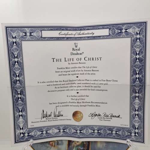 Limited Edition Royal Doulton Wall Plate `The Life of Christ` By Barzoni with Certificate 205mm