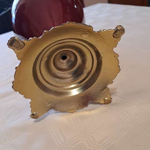 Beautiful Large Antique Brass and Glass Mantle Ewer -41cm Tall