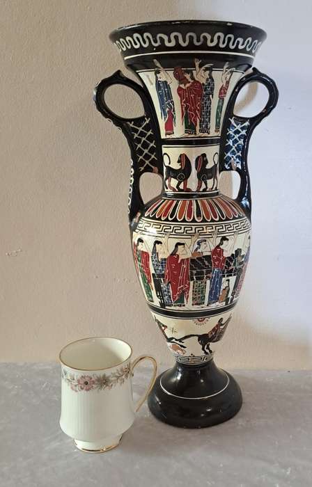 Large Vintage 1960`s Ceramic Vase by artist D. Vassilopoulos Handmade Greece-see desription 36,5cm