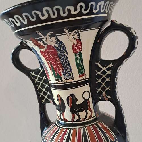 Large Vintage 1960`s Ceramic Vase by artist D. Vassilopoulos Handmade Greece-see desription 36,5cm