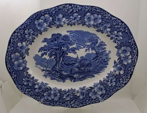 Large Vintage ENOCH WEDGWOOD WOODLAND Genuine Hand Engraved Platter-Tunstall England
