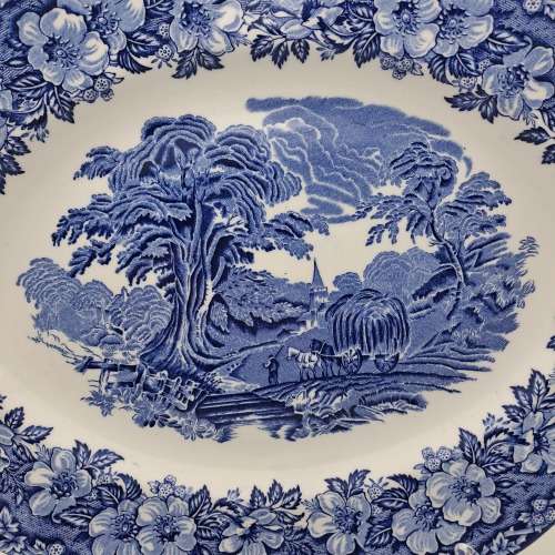 Large Vintage ENOCH WEDGWOOD WOODLAND Genuine Hand Engraved Platter-Tunstall England