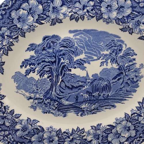 Large Vintage ENOCH WEDGWOOD WOODLAND Genuine Hand Engraved Platter-Tunstall England