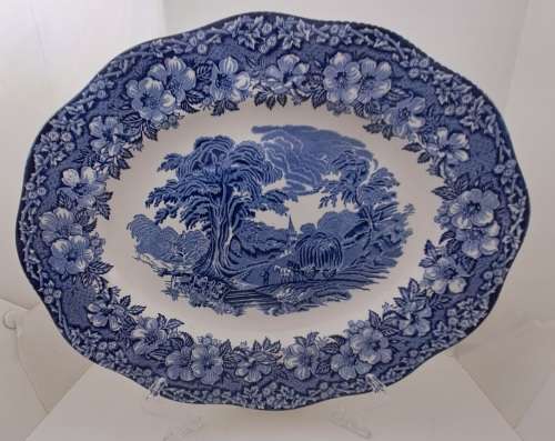 Large Vintage ENOCH WEDGWOOD WOODLAND Genuine Hand Engraved Platter-Tunstall England