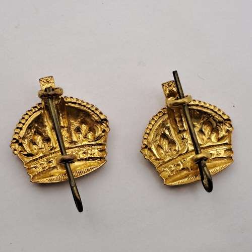 2 WW2 Great Britian Officer Crown Pin Buttons