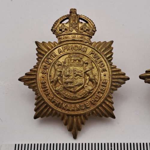 2 x WW2 South African Police Helmet Badges
