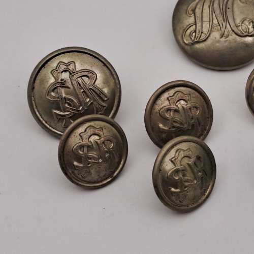 10 Un-identified  Vintage British Tunic Buttons -some are SA Railways